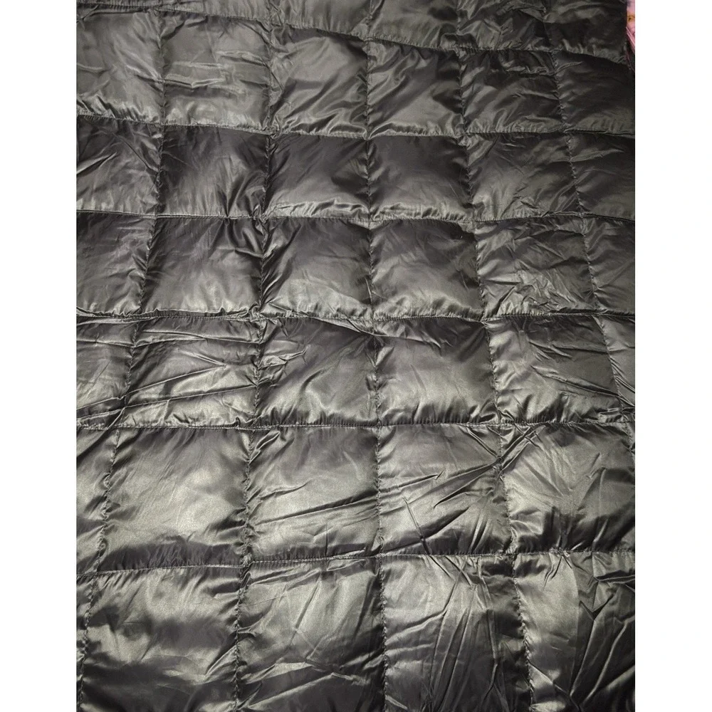 Blue Ridge Down Puffer Throw Blanket Metallic Silver Packable Quilted Camping